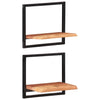 Wall Shelves 2 pcs 40x24x35 cm Solid Wood Acacia and Steel