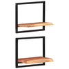 Wall Shelves 2 pcs 40x24x35 cm Solid Wood Acacia and Steel
