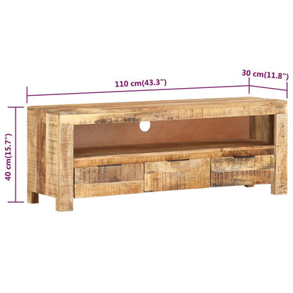 TV Cabinet 110x30x40 cm Rough Mango Wood