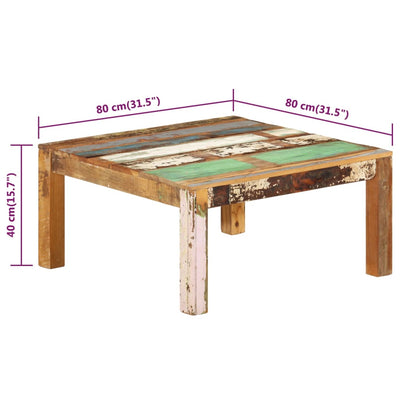 Coffee Table 31.5"x31.5"x15.7" Solid Reclaimed Wood