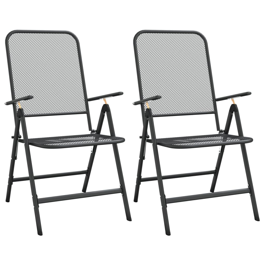 Folding Garden Chair Set of 2 Anthracite
