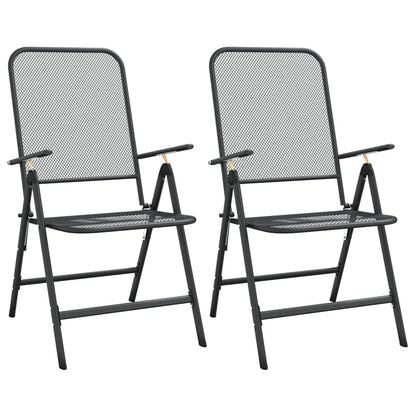 Folding Garden Chair Set of 2 Anthracite