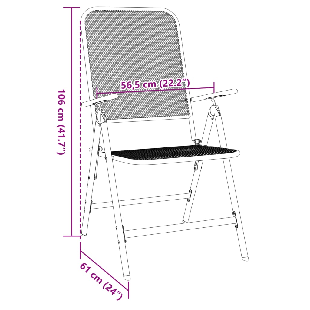 Folding Garden Chair Set of 2 Anthracite