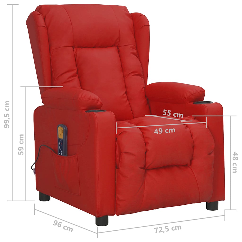 Massage Chair Wine Red Faux Leather