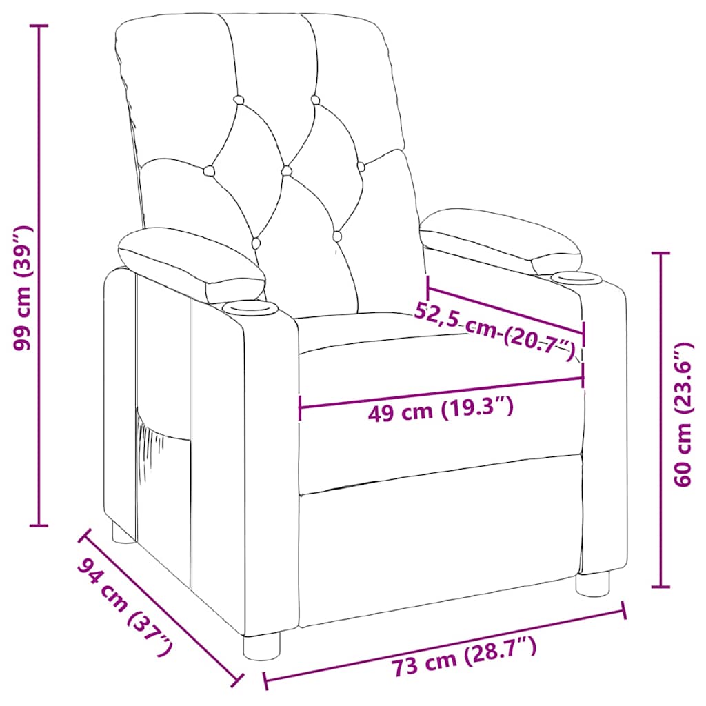 Recliner Chair Taupe Fabric