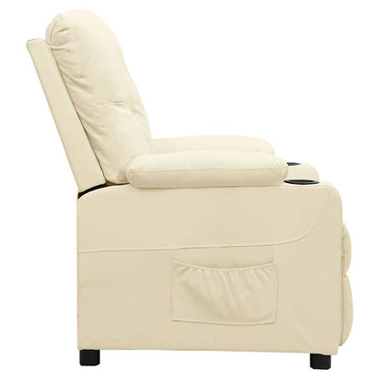 Recliner Chair Cream Faux Leather