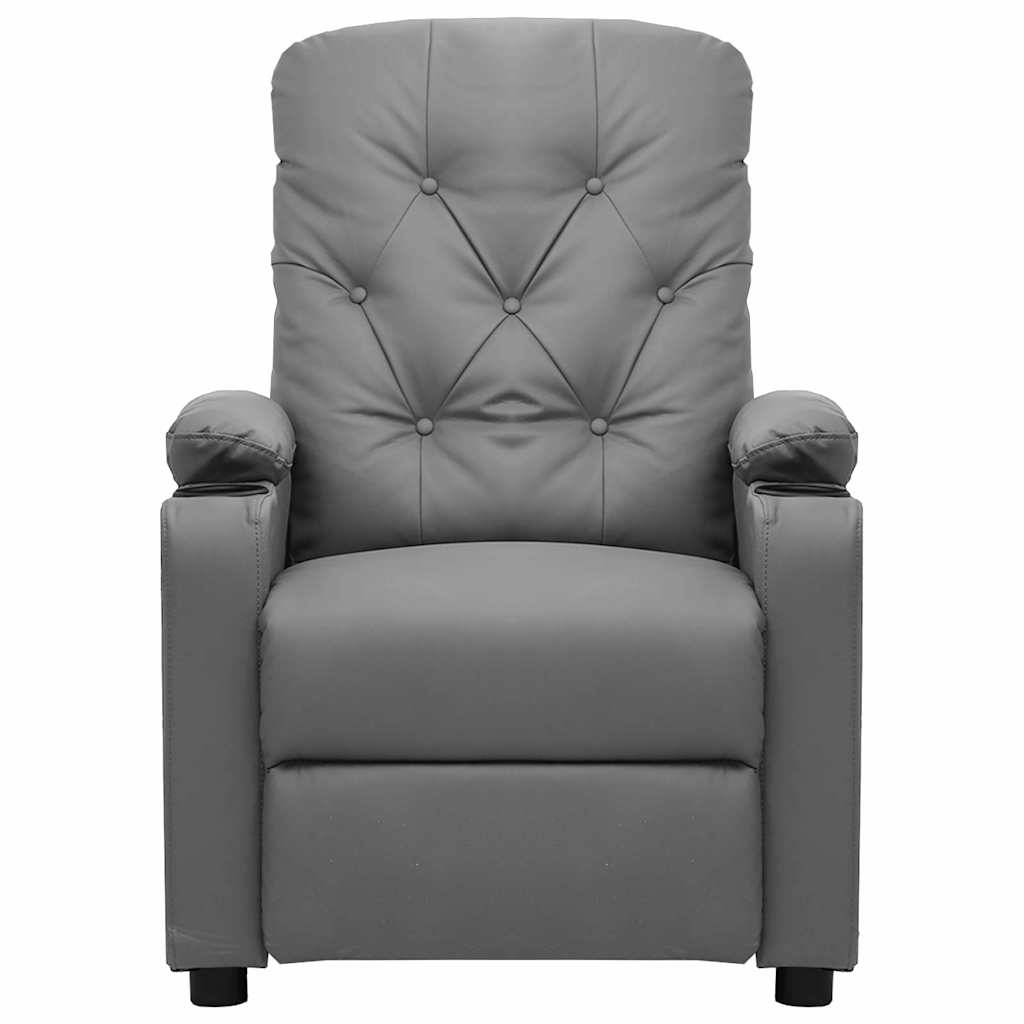 Recliner Chair Grey Faux Leather