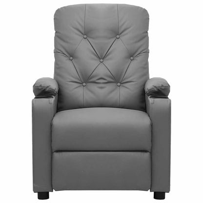 Recliner Chair Grey Faux Leather