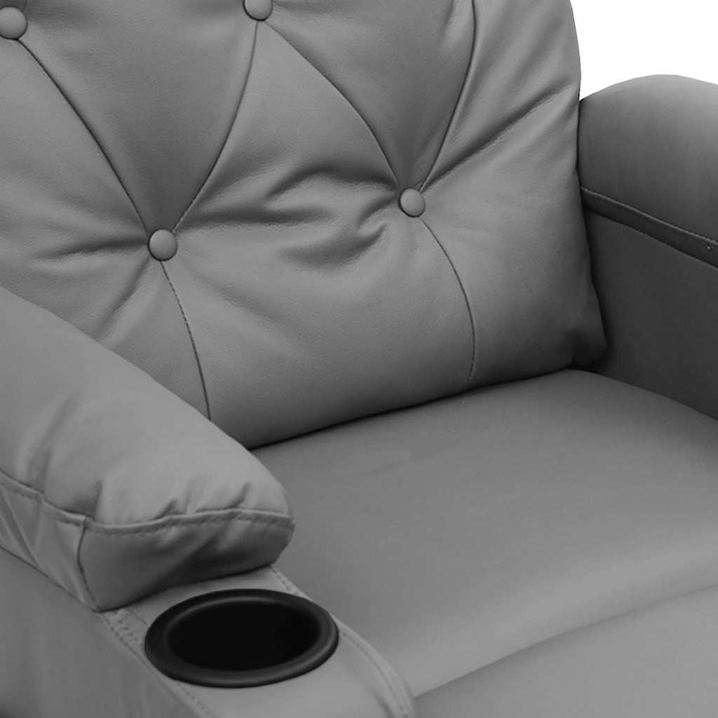 Recliner Chair Grey Faux Leather