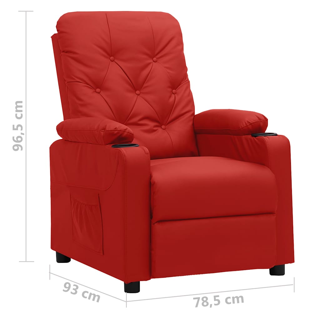 Recliner Chair Wine Red Faux Leather
