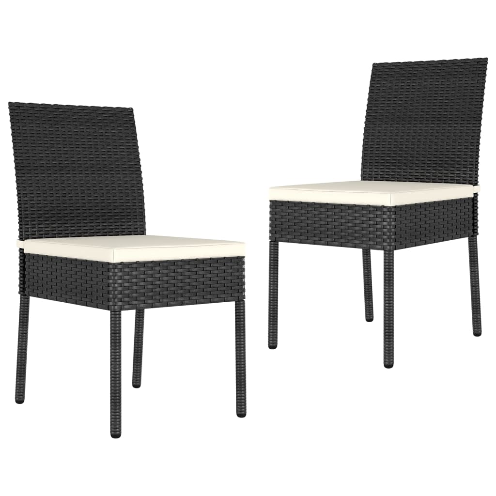 Dining Chair | Set of 2 | Black | Poly rattan | Standard | Durable