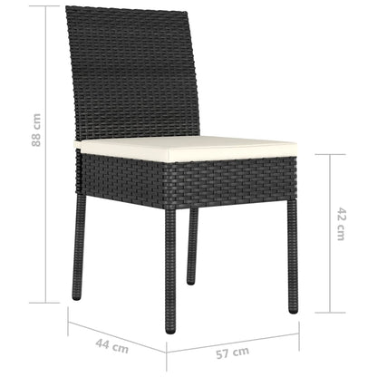 Dining Chair | Set of 2 | Black | Poly rattan | Standard | Durable