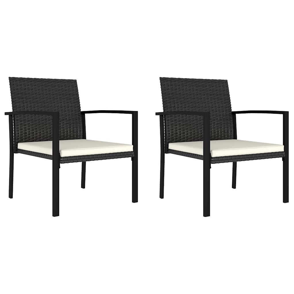 Garden Dining Chair | Set of 2 | Black | Poly rattan | Medium | Durable