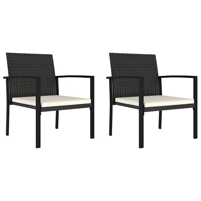 Garden Dining Chair | Set of 2 | Black | Poly rattan | Medium | Durable