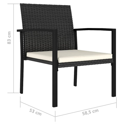 Garden Dining Chair | Set of 2 | Black | Poly rattan | Medium | Durable