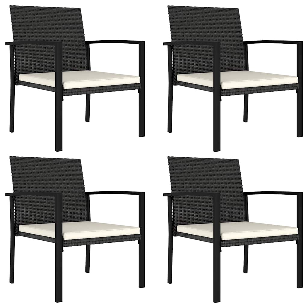 Garden Dining Chair | Set of 4 | Black | Poly rattan, Powder-Coated Steel