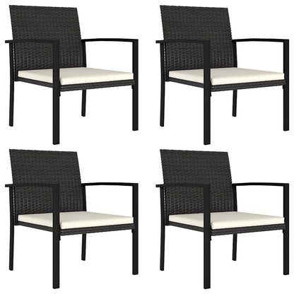 Garden Dining Chair | Set of 4 | Black | Poly rattan, Powder-Coated Steel