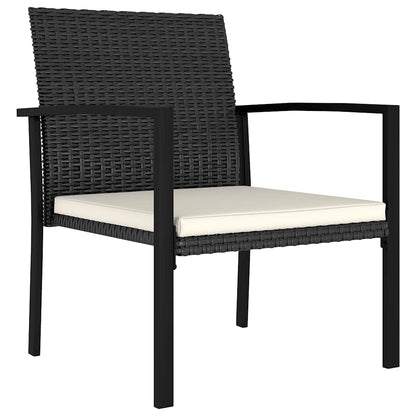 Garden Dining Chair | Set of 4 | Black | Poly rattan, Powder-Coated Steel