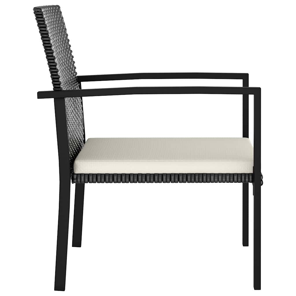 Garden Dining Chair | Set of 4 | Black | Poly rattan, Powder-Coated Steel