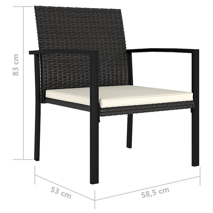 Garden Dining Chair | Set of 4 | Black | Poly rattan, Powder-Coated Steel