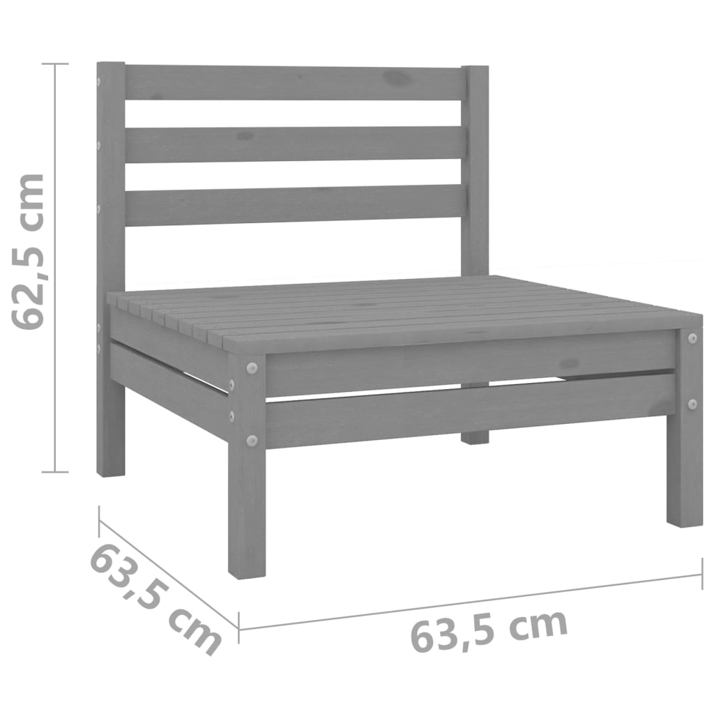 3 Piece Patio Lounge Set Gray Solid Wood Pine