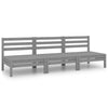 3 Piece Patio Lounge Set Gray Solid Pinewood