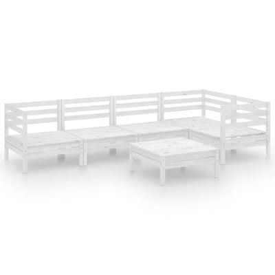 6 Piece Patio Lounge Set Solid Pinewood White