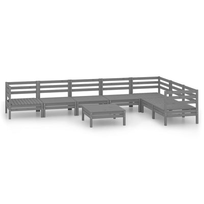 8 Piece Patio Lounge Set Solid Pinewood Gray