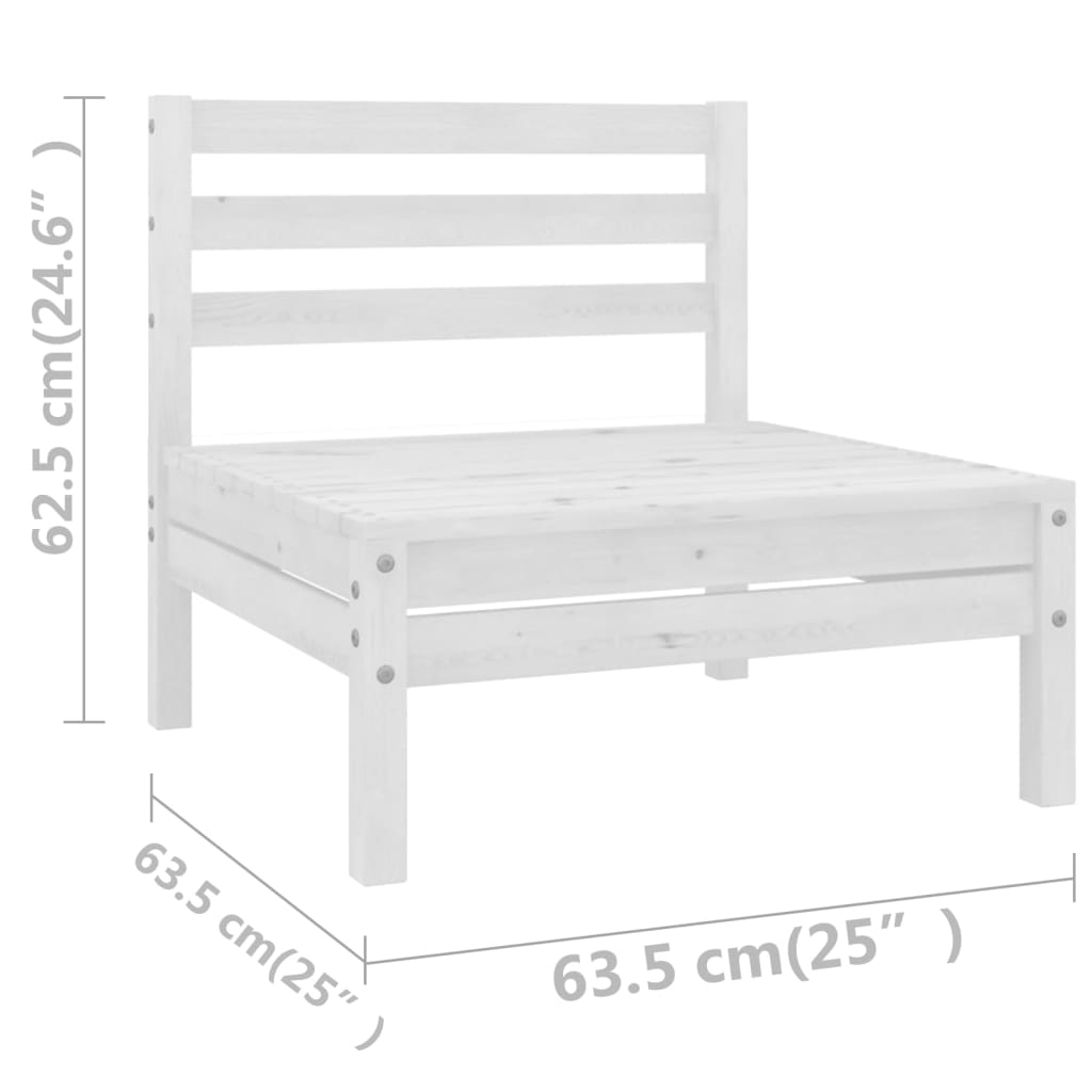 11 Piece Garden Lounge Set Solid Wood Pine White