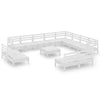 13 Piece Garden Lounge Set Solid Wood Pine White