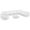 11 Piece Garden Lounge Set Solid Wood Pine White