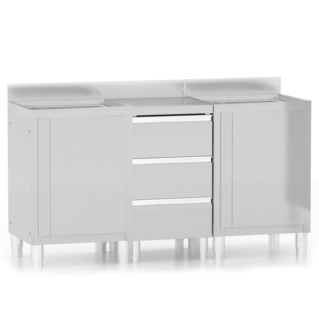 Commercial Kitchen Cabinets 3 pcs Stainless Steel