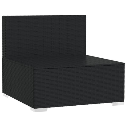 4 Seater Sofa with Cushions Black Poly Rattan