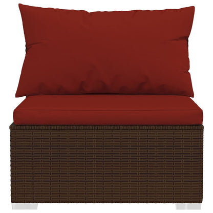 Wicker Patio Furniture 3 Piece with Cushions Brown Poly Rattan