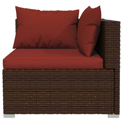 Wicker Patio Furniture 3 Piece with Cushions Brown Poly Rattan