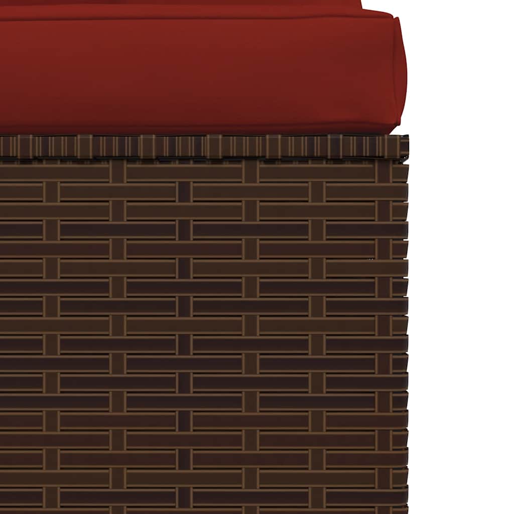 Patio Middle Sofa with Cushions Brown Poly Rattan