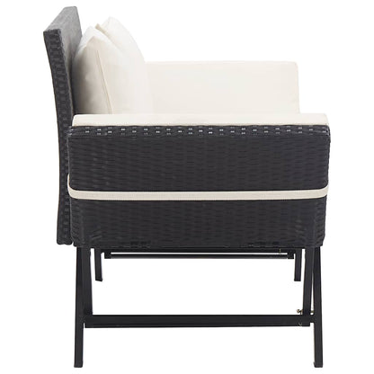 Garden Bench with Cushions Black 176 cm Poly Rattan