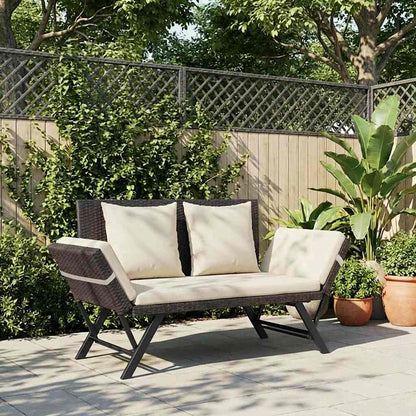 Garden Bench with Cushions Brown 176 cm Poly Rattan