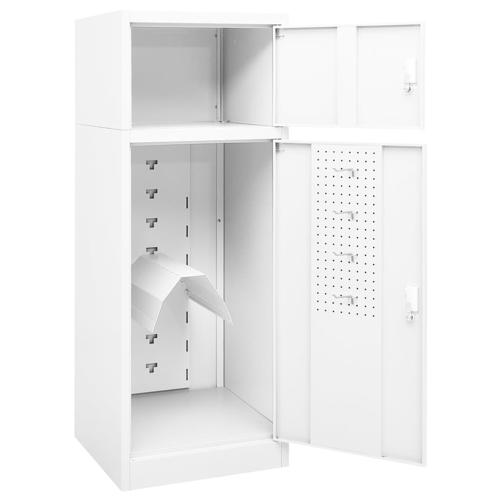 vidaXL Saddle Cabinet White Steel Adjustable Armrests Saddle Cabinet