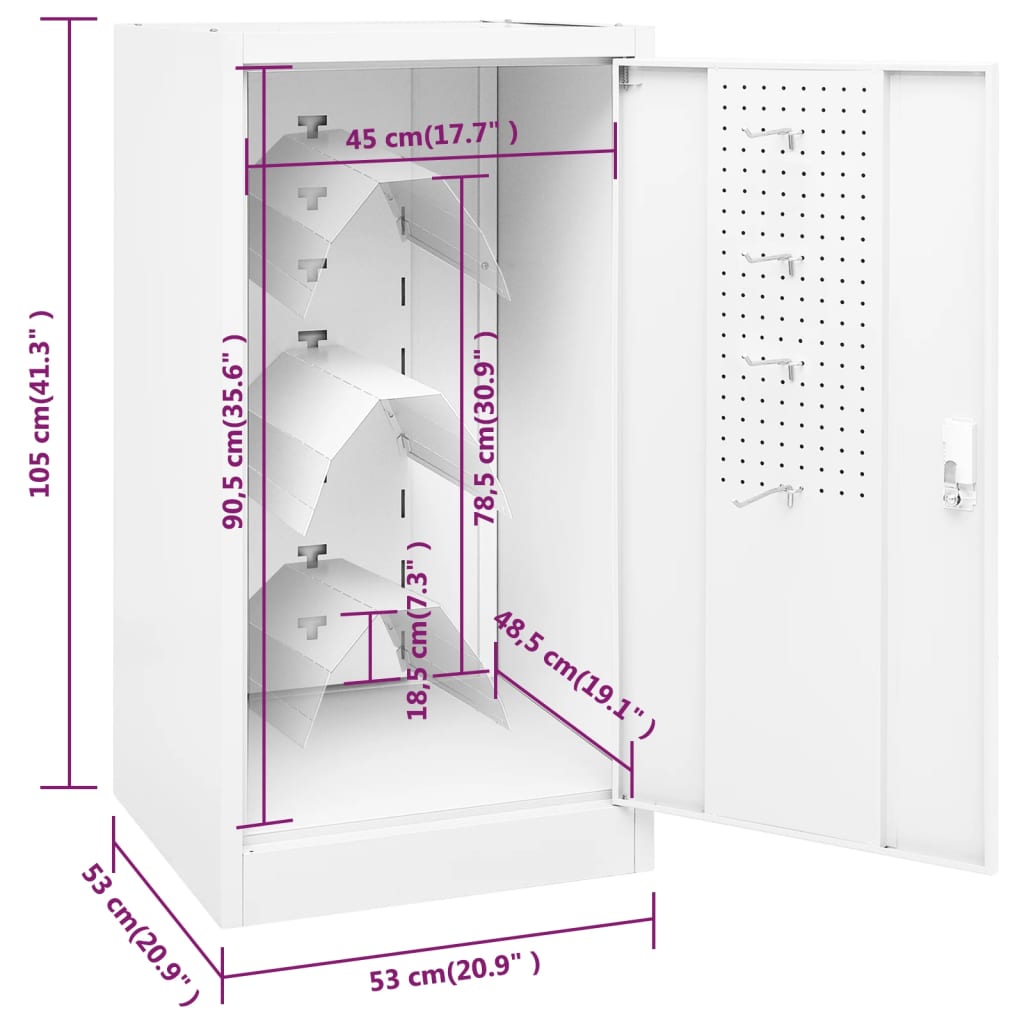 Saddle Cabinet White 53x53x105 cm Steel