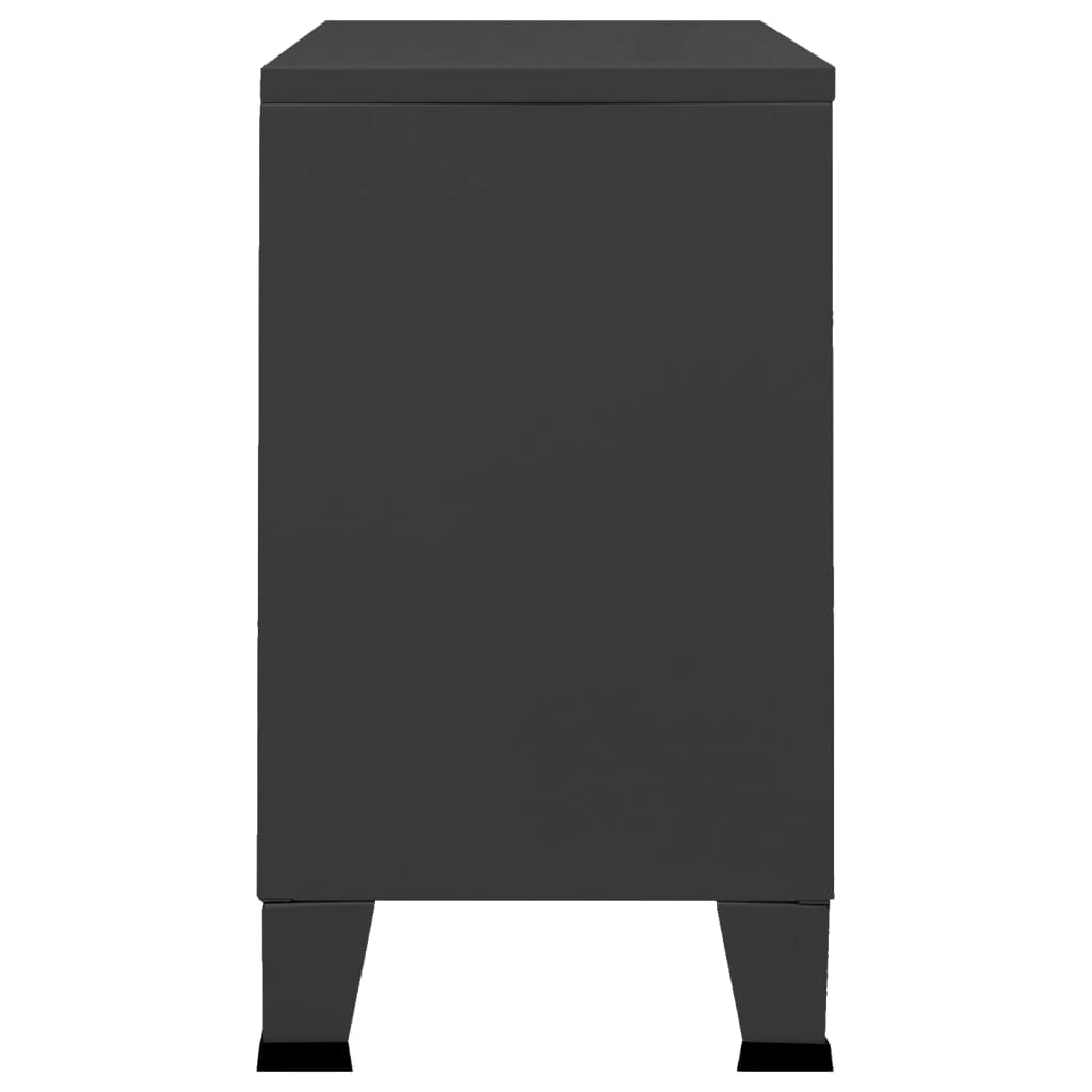 Industrial Sideboard Black 41.3"x13.8"x24.4" Metal and Glass