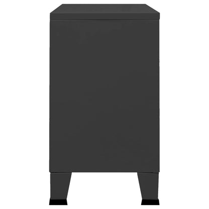 Industrial Sideboard Black 41.3"x13.8"x24.4" Metal and Glass