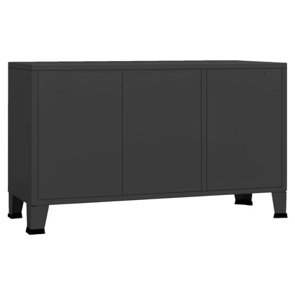Industrial Sideboard Black 41.3"x13.8"x24.4" Metal and Glass