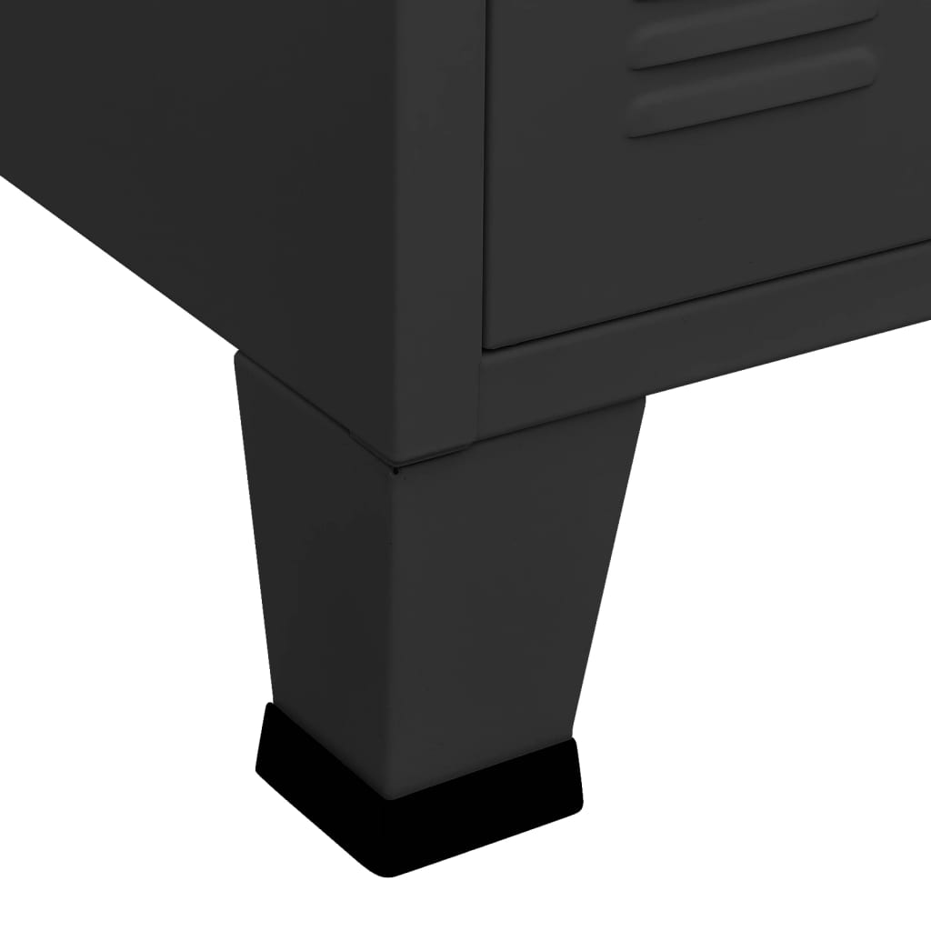 Industrial Sideboard Black 41.3"x13.8"x24.4" Metal and Glass