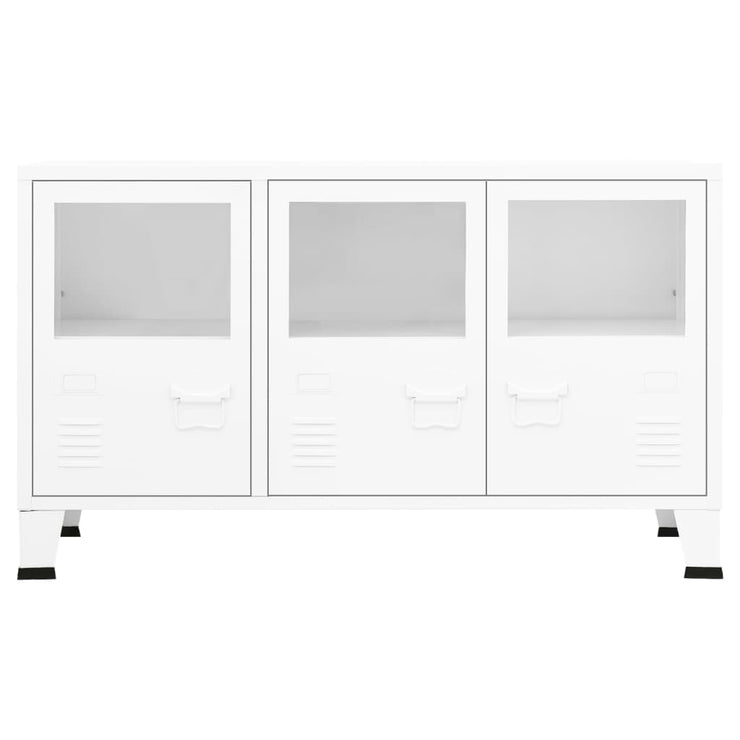 Industrial Sideboard White 105x35x62 cm Metal and Glass