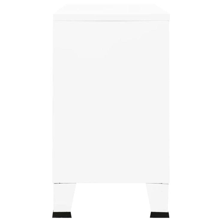 Industrial Sideboard White 105x35x62 cm Metal and Glass