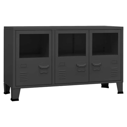 Industrial Sideboard Anthracite 41.3"x13.8"x24.4" Metal and Glass