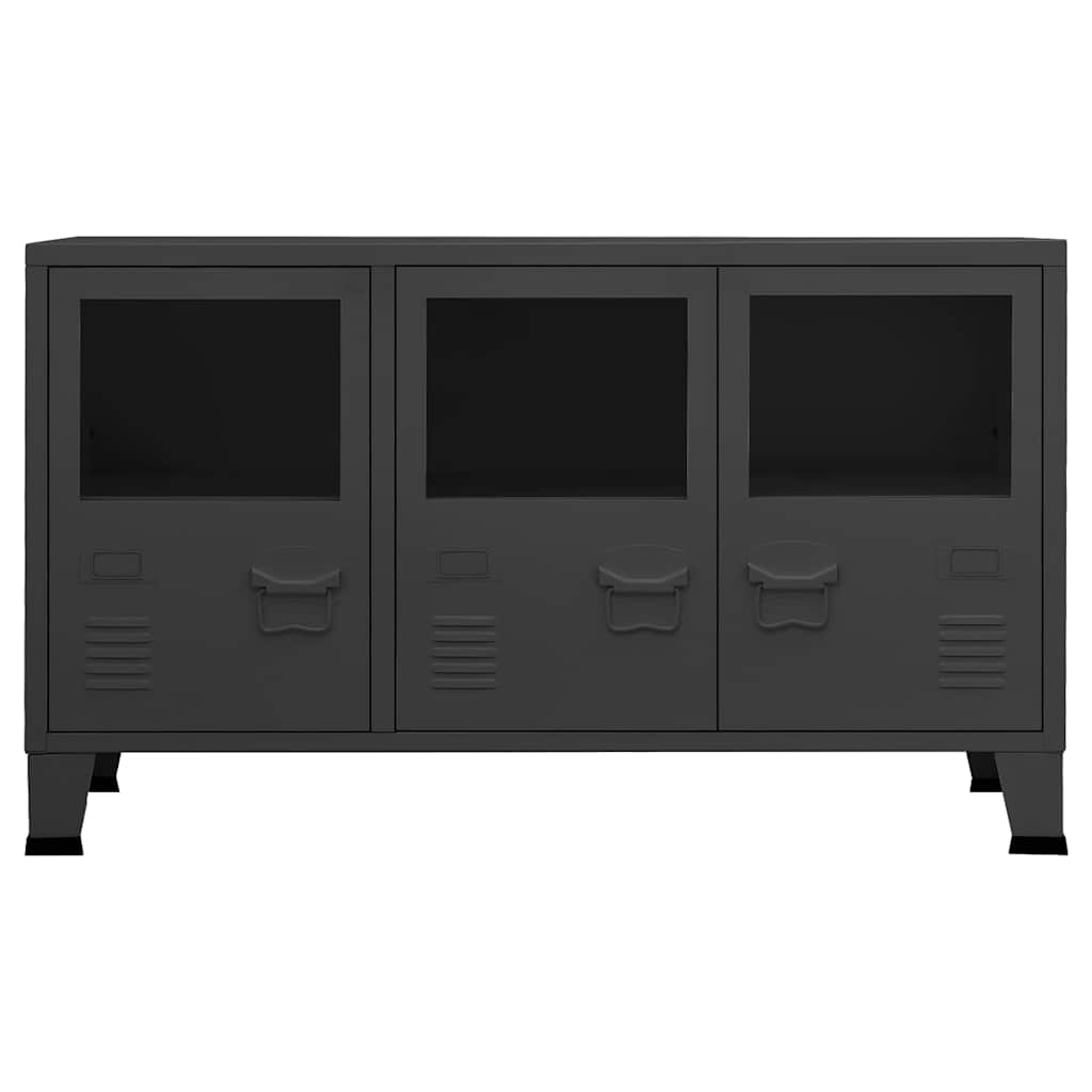 Industrial Sideboard Anthracite 41.3"x13.8"x24.4" Metal and Glass