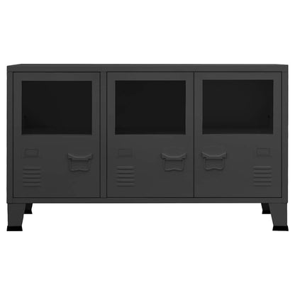 Industrial Sideboard Anthracite 41.3"x13.8"x24.4" Metal and Glass