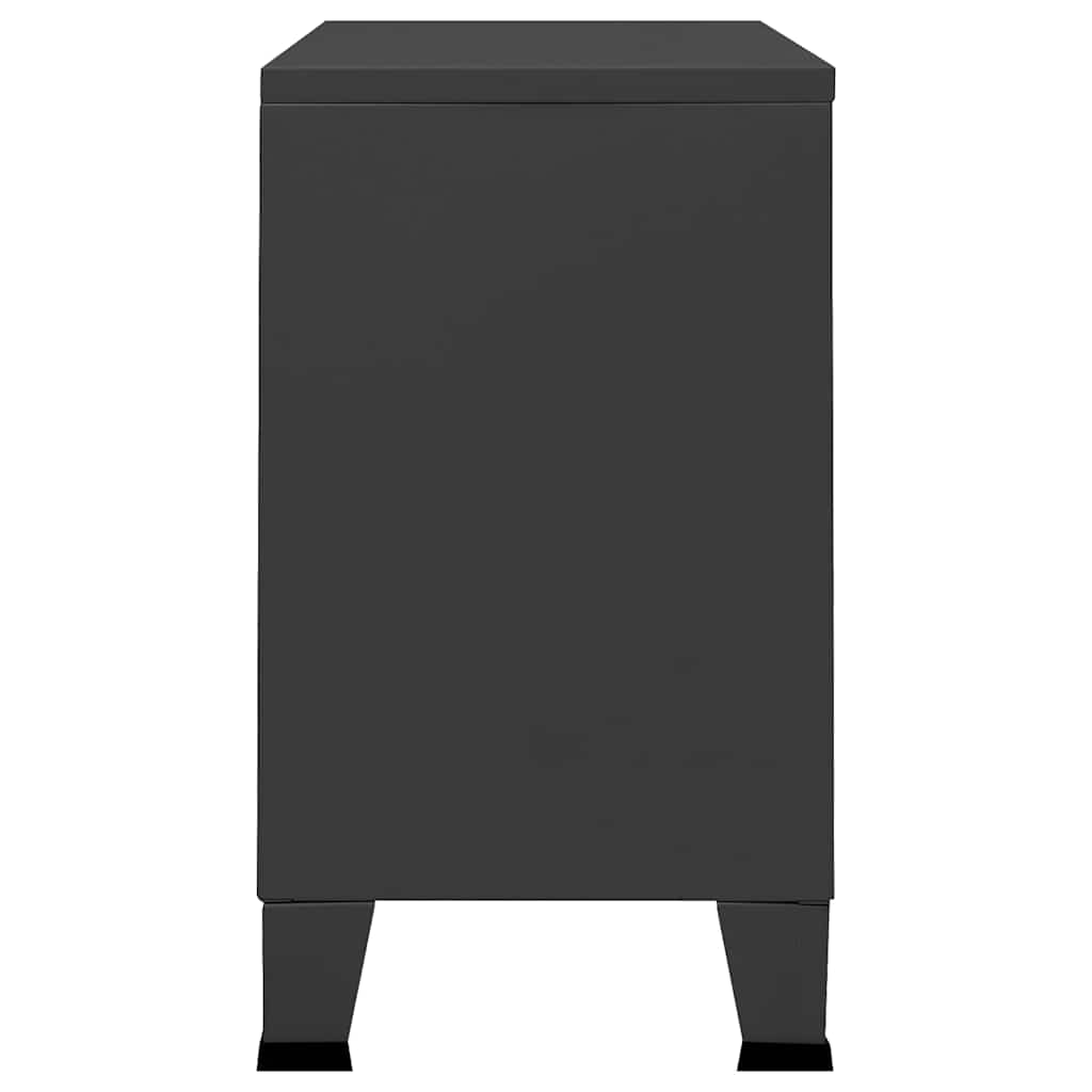Industrial Sideboard Anthracite 41.3"x13.8"x24.4" Metal and Glass
